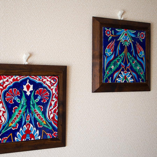 限定品☆トルコイズミル陶器・タイル・アート絵画・額縁付きB