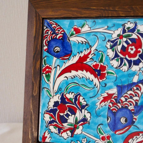 超早割・クリスマス/トルコイズミル陶器・タイル・アート絵画・額縁