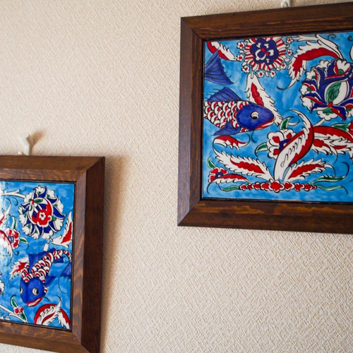 超早割・クリスマス/トルコイズミル陶器・タイル・アート絵画・額縁