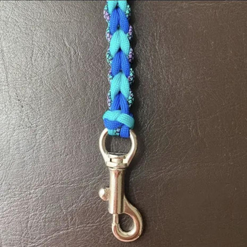 パラコード カフェリード☆ハート編み(オーシャンブルー) リード・首輪