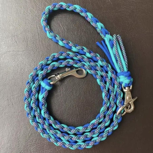 パラコード カフェリード☆ハート編み(オーシャンブルー) リード・首輪