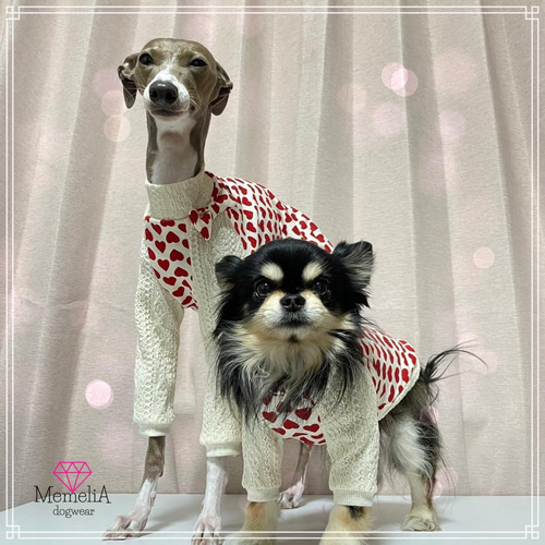 イタグレ用犬服】愛が溢れちゃう♡ハートまみれのらぶトレーナー