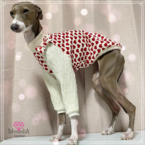 イタグレ用犬服】愛が溢れちゃう♡ハートまみれのらぶトレーナー