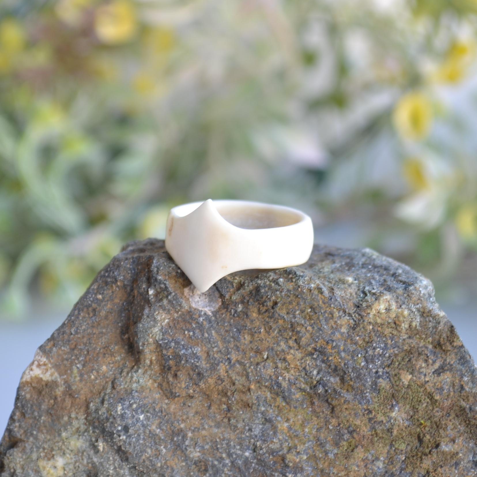 鹿角リング　スター  シンプルな星の煌めき