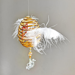 金の卵 金のたまご モビール サンキャッチャー 童話 天使 羽 ワイヤー 鳥 北欧 フェザー ハート 5枚目の画像