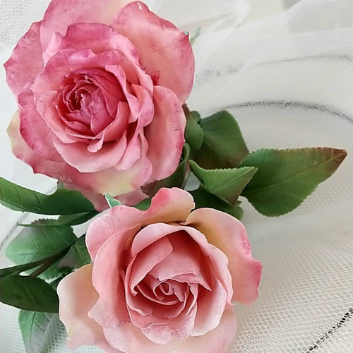 ☆粘土の花【薔薇・ハロウィン3本】☆ アートフラワー ユキ・フルール