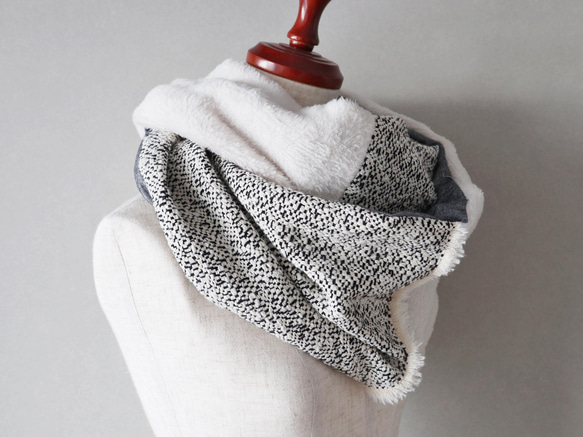 冬季半價促銷 ◆ 大理石紋粗花呢和蓬鬆的圍巾<snood003> 第4張的照片