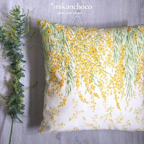 ◇ミモザのクッションカバー◇2色から選べる＆少しお得なセット有り