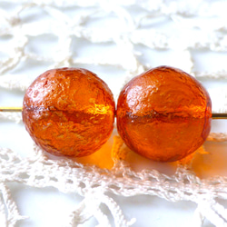 オレンジティーキャンディー　チェコビーズCzech Glass Beads2個 1枚目の画像