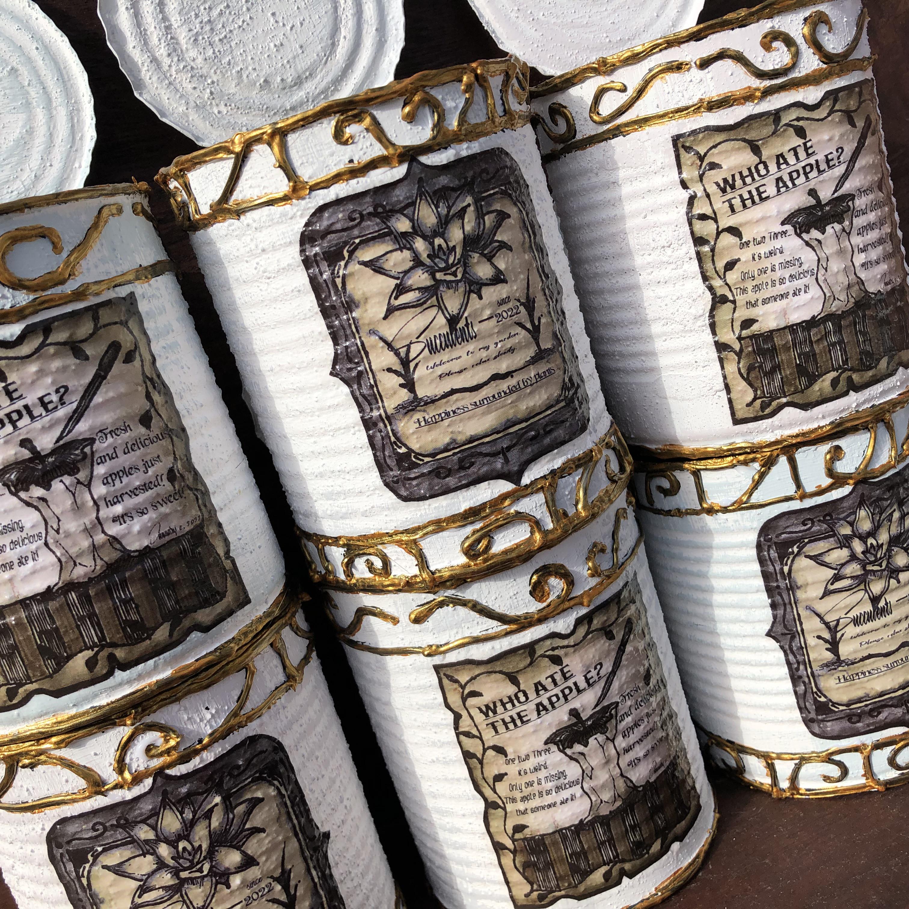 リメイク缶chair♡リメイク缶♡多肉植物♡リメ缶♡アンティーク♡英字