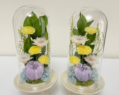仏花ガラスドーム大対プリザーブドフラワー プリザーブドフラワー 仏花 ガラスドーム 特集