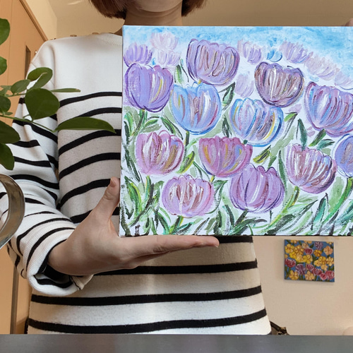 原画】凸凹の描き味が楽しめるキャンバスアート『チューリップ