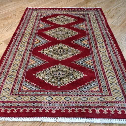 新品】手織り ペルシャ絨毯 パキスタン ラグ 赤 red 玄関マット シルク