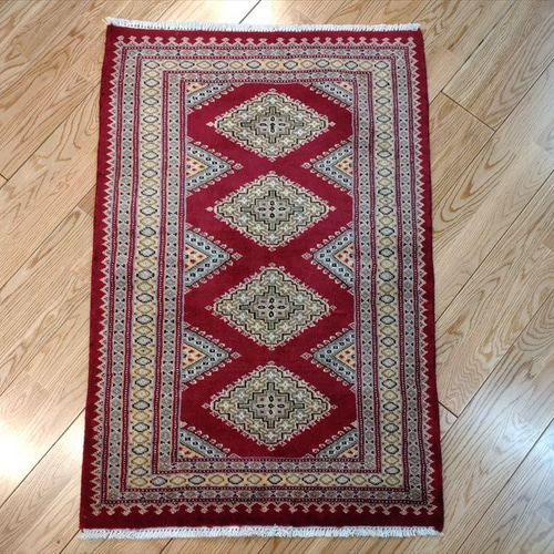 新品】手織り ペルシャ絨毯 パキスタン ラグ 赤 red 玄関マット シルク