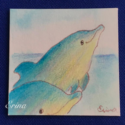 イルカさんカップル　ミニ原画 3枚目の画像