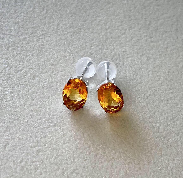 シトリンピアス プラチナピアス5mm×7mm オーバルピアス シトリン シトリンピアス プラチナピアス5mm×7mm オーバルピアス シトリン