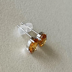 シトリンピアス pt900 プラチナピアス5mm×7mm  オーバルピアス シトリンピアス 2枚目の画像