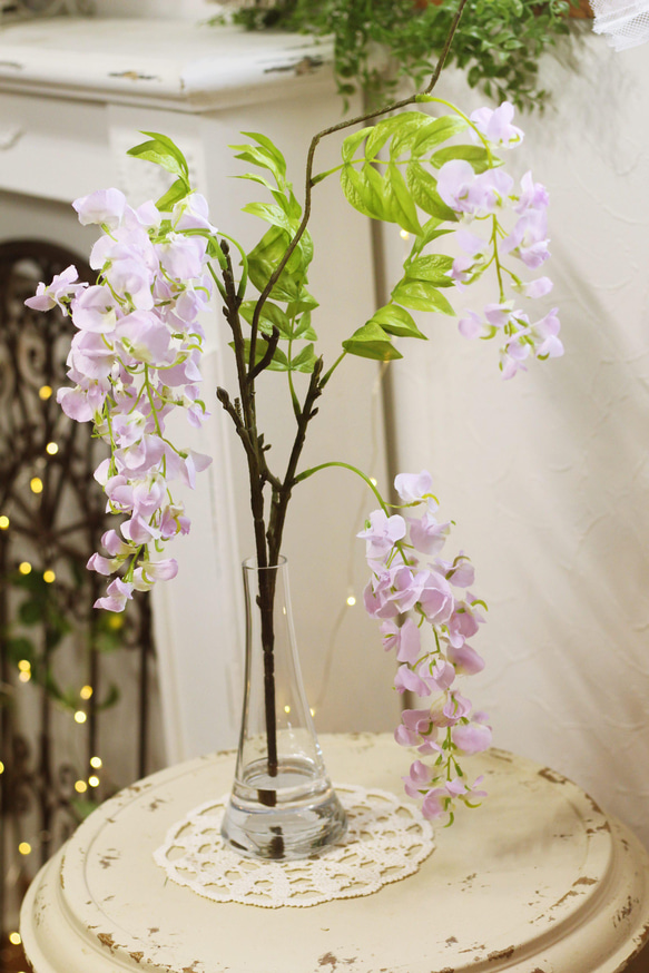 水替え不要 ｢藤の花一枝｣花瓶アレンジ「Creema限定」 アートフラワー