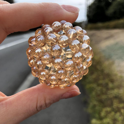 フラーレン シャンパンカラークォーツ 6mm玉使用 その他インテリア雑貨 