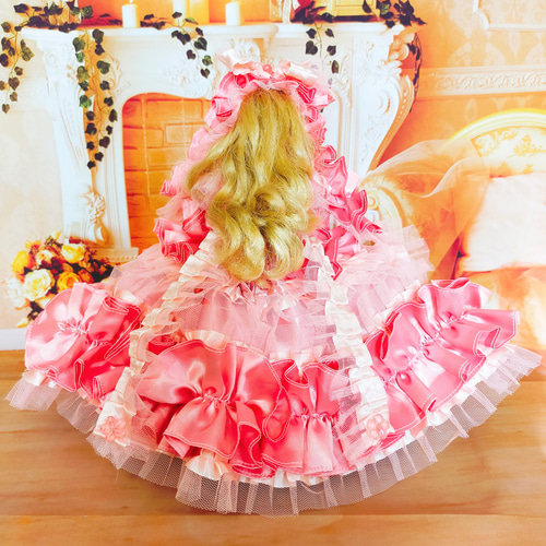 リカちゃんサイズ 服 花柄ピンクマキシドレス 22cmドール用 可愛いピンク花柄ワンピース リカちゃん 服 その他