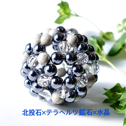 神聖幾何学フラーレン 北投石 テラヘルツ鉱石 天然水晶AAA ６ミリ球