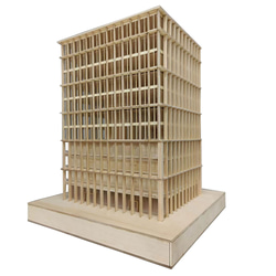 【模型製作】 木製ミニチュア オーダーメイド完成品 〈都心のオフィスビル〉 2枚目の画像