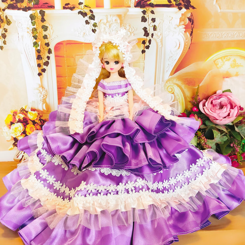 リカちゃん サイズ 紫色 プリンセス ドレス ノーブル ♡♡ボリューム