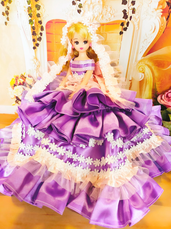 リカちゃん サイズ 紫色 プリンセス ドレス ノーブル