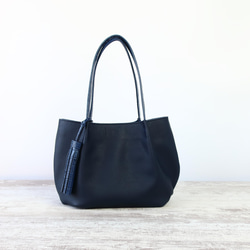 ☆受注生産☆小さめSサイズ☆紺ネイビーレザー×オレンジ裏地の