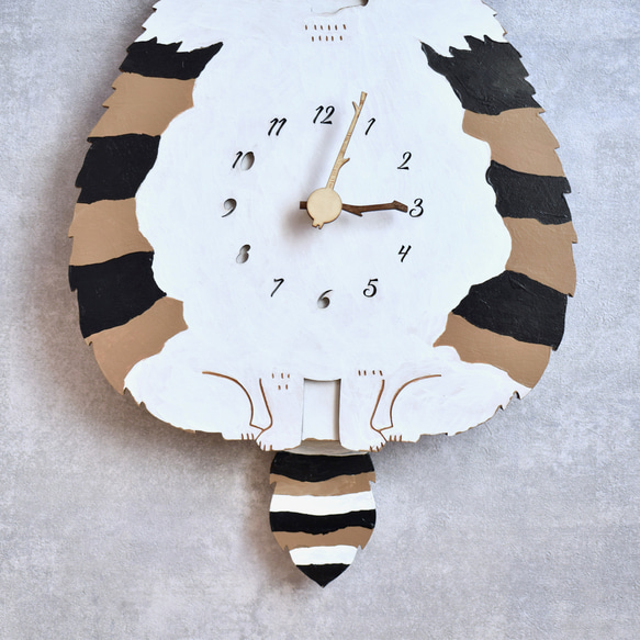 スコティッシュ・フォールド＊ブラウンの時計 木製 振り子時計 掛け時計 4枚目の画像