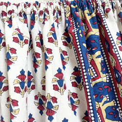インド綿ギャザースカート 花柄ブルー 3枚目の画像