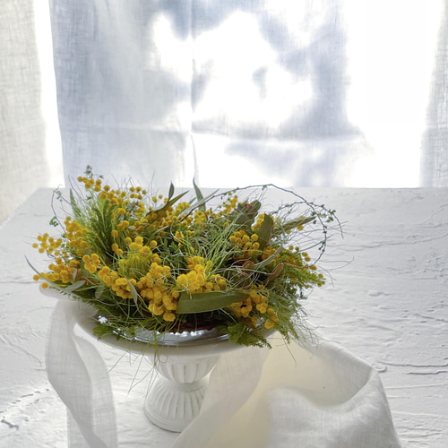 ミモザとユーカリのナチュラルリース ドライフラワー ミランドール  