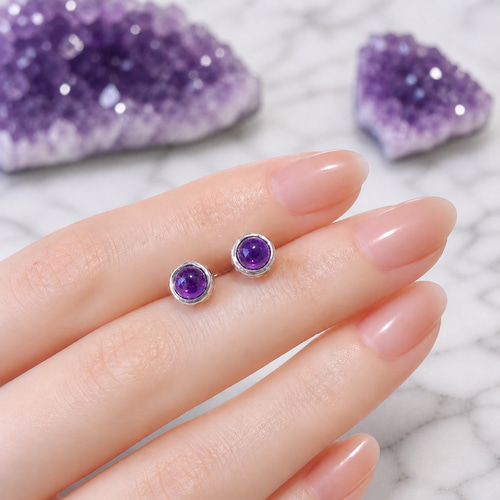 魅力のパープル アメジスト 天然石 ボディピアス 小ぶり14G 16G 18G