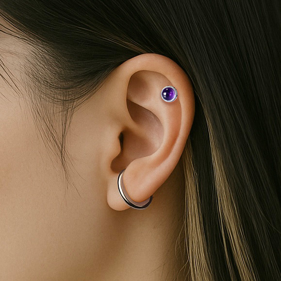 アメシスト/アメジスト 18K 片耳ピアス 天然石 カラーストーン 片耳用ピアス アメシスト/アメジスト 18K 片耳ピアス 天然石 カラーストーン