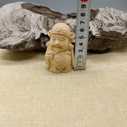 置物 Q版 財神 財神爺 ミニ 彫刻 柘植 木細工 高級天然ツゲ木彫り 彫刻