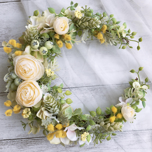 お月さまリース20cm《アーティフィシャルフラワー》 リース 花maru  