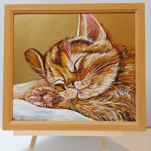 油絵 絵画 【猫の寝顔】 絵画 HR 通販 13254428｜Creema(クリーマ