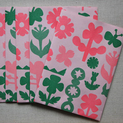 ＊送料込み＊紙袋5枚組　緑とピンクのお花 1枚目の画像