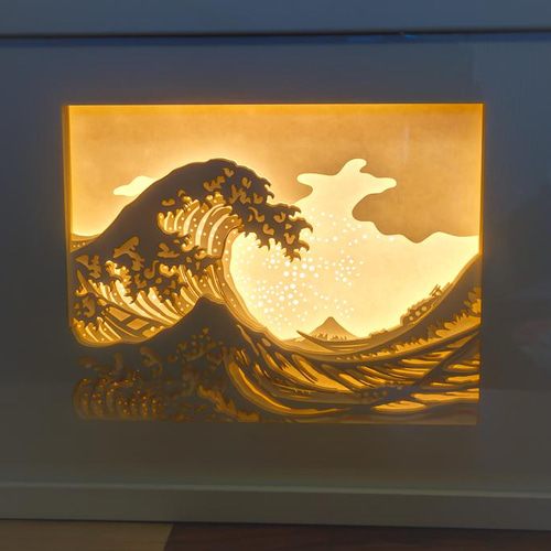 3Dペーパーアート 「葛飾北斎 「富嶽三十六景 神奈川沖浪裏