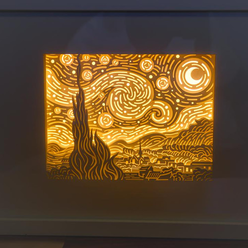 立体複製名画 「星月夜」フィンセント・ファン・ゴッホ ☆H2☆フィン