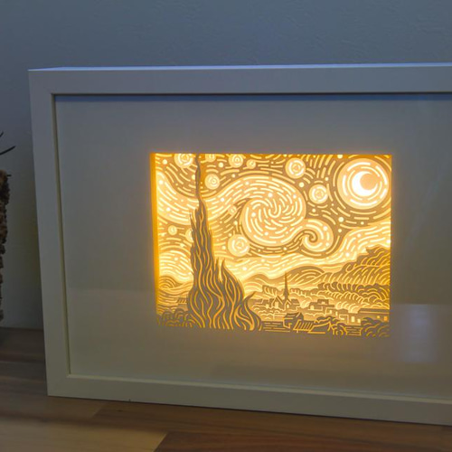 3Dペーパーアート 星月夜 フィンセント・ファン・ゴッホ 切り絵 3Dペーパーアート 星月夜 フィンセント・ファン・ゴッホ 切り絵