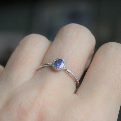 ボタニカルリング　タンザナイト　シルバー925 Handmade】タンザナイト リング 13号 18kゴールドプレーテド