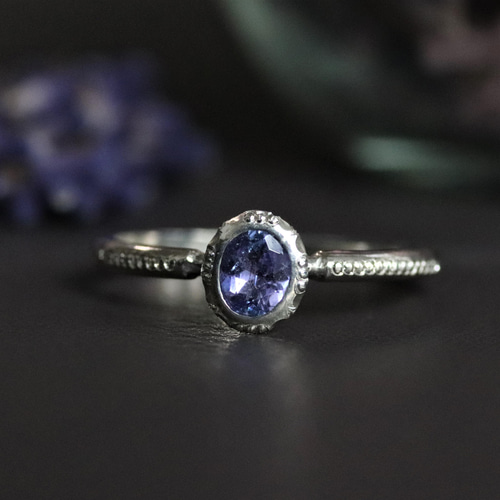 ボタニカルリング　タンザナイト　シルバー925 Handmade】タンザナイト リング 13号 18kゴールドプレーテド