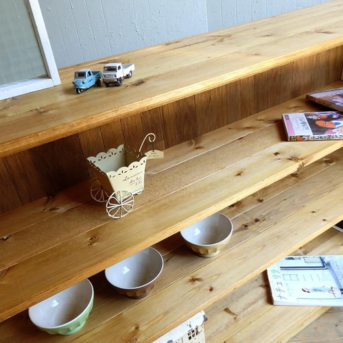 サイズデザインオーダー可！超ワイド4段ラック●ナチュラルブラウン無垢材●受注製作 送料がかなり安くなりました！☆オーダー可！○超ワイドデザイン