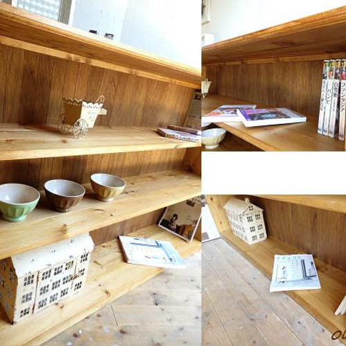 サイズデザインオーダー可！超ワイド4段ラック●ナチュラルブラウン無垢材●受注製作 送料がかなり安くなりました！☆オーダー可！○超ワイドデザイン