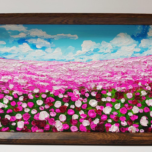 油絵 ミニ長方形 絵画 【花畑】 絵画 HR 通販 13254781