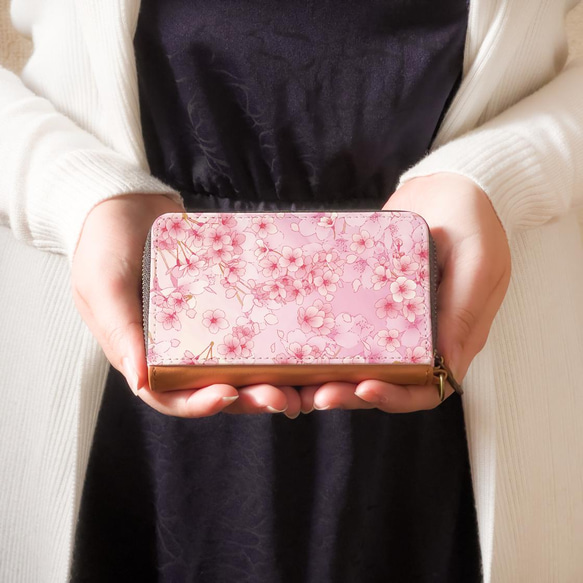 ミニ財布・コンパクト財布】桜ピンク 花柄 【パスケース・コイン ミニ財布・コンパクト財布】桜ピンク 花柄 【パスケース・コイン