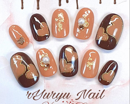 バレンタインネイルチップ 甘い指先スウィートチョコ ネイルチップ