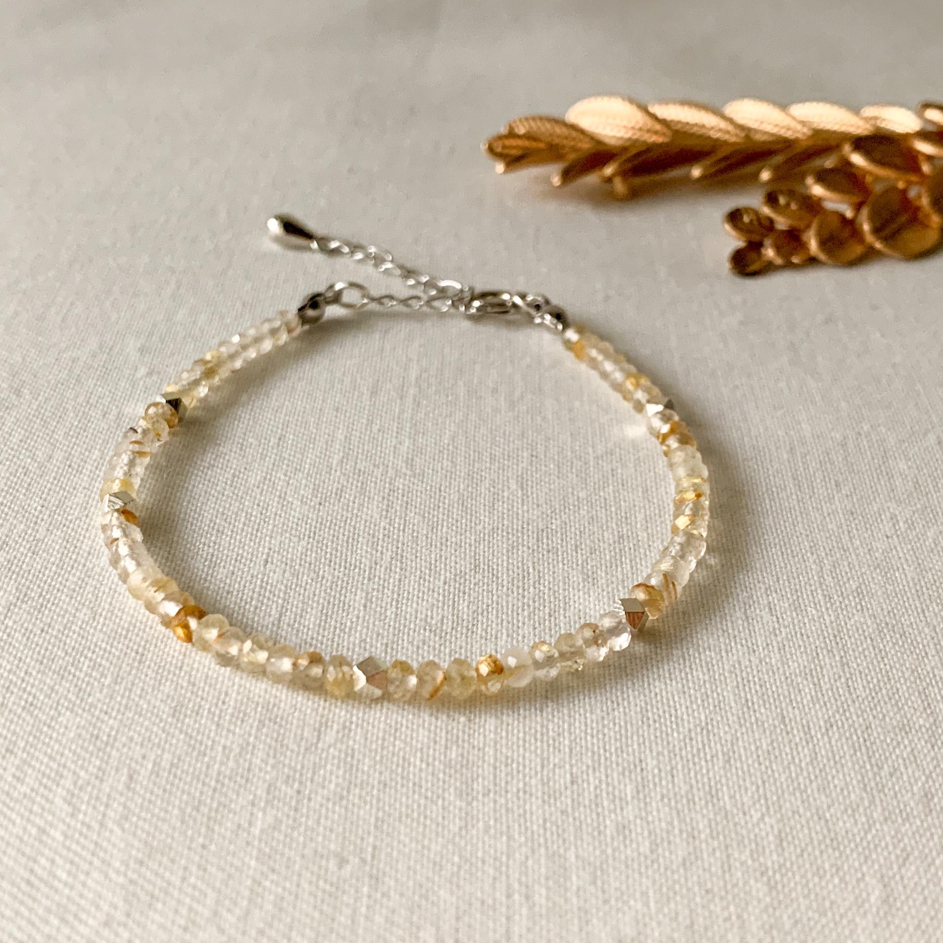 ユニセックス Silver925 ルチルクォーツ & カレンシルバー ブレスレット