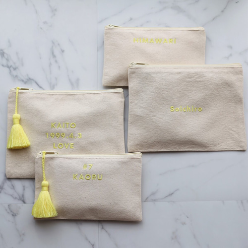 推し色・名入れ フラットポーチ｜母子手帳・通帳・アクスタ・推し活